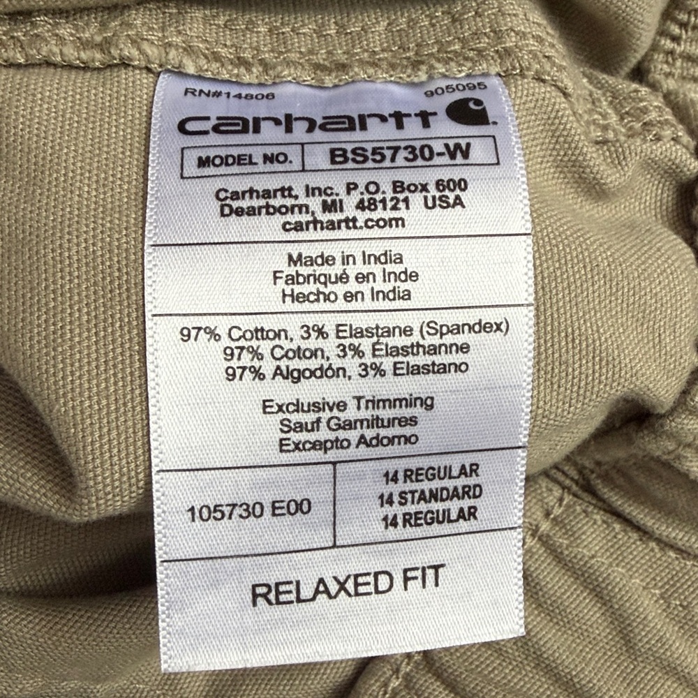 Carhartt Canvas Relaxed Fit Elastic Waist Workwear Granola Carpenter Shorts - Picture 8 of 15
